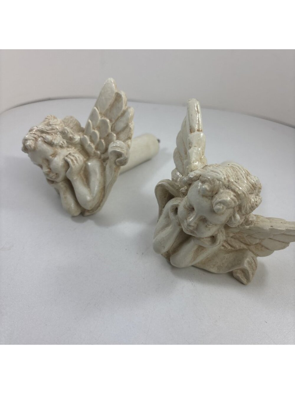 Vintage Cherub Angel Curtain Tie Backs Drapery Finial Home One Pair Romantic